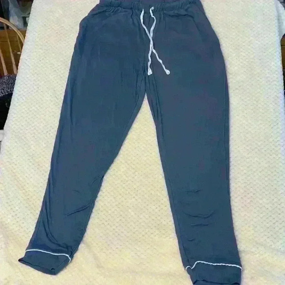 Blue Hurley sz L pajama pant comfy cozy coastal grandma drawstring bridesmaid - Picture 1 of 5